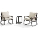 Patio Rocking Chair Set, Living Accents, Genesis, Dark Gray Steel Frame, 3 pc - 1